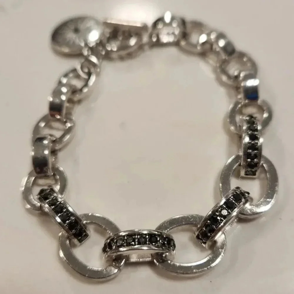 Marlyn Schiff Rhinestone Star Pendant Chain Link Toggle Bracelet - Picture 2 of 3